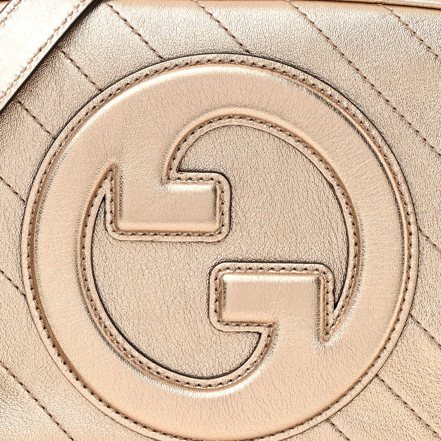 Metallic Sakai Be Green Calfskin Diagonal Stitched Small Blondie Shoulder Bag Golden Beige