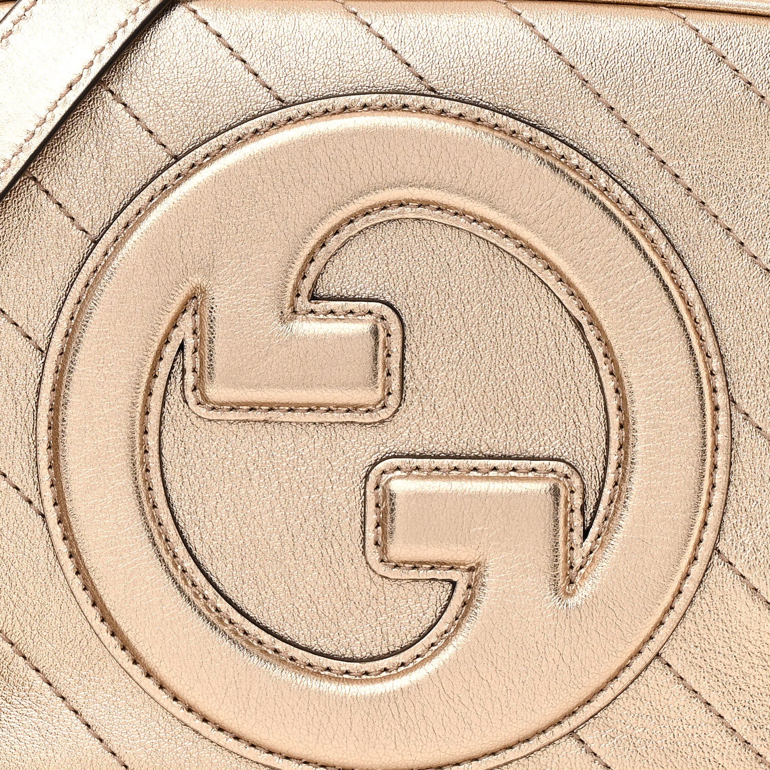 Gucci Metallic Sakai Be Green Calfskin Diagonal Stitched Small Blondie Shoulder Bag Golden Beige 8 of 10