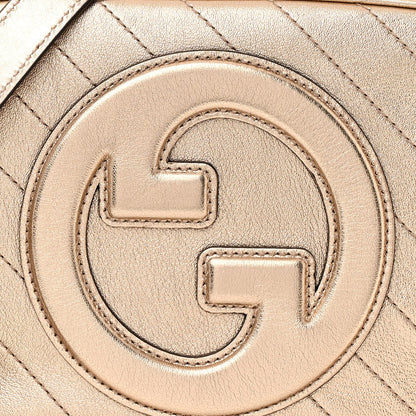 Gucci Metallic Sakai Be Green Calfskin Diagonal Stitched Small Blondie Shoulder Bag Golden Beige 8 of 10