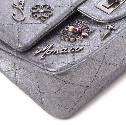 Chanel Metallic Calfskin Quilted Lucky Charms 2.55 Reissue 224 Flap Dark Silver 5 of 10