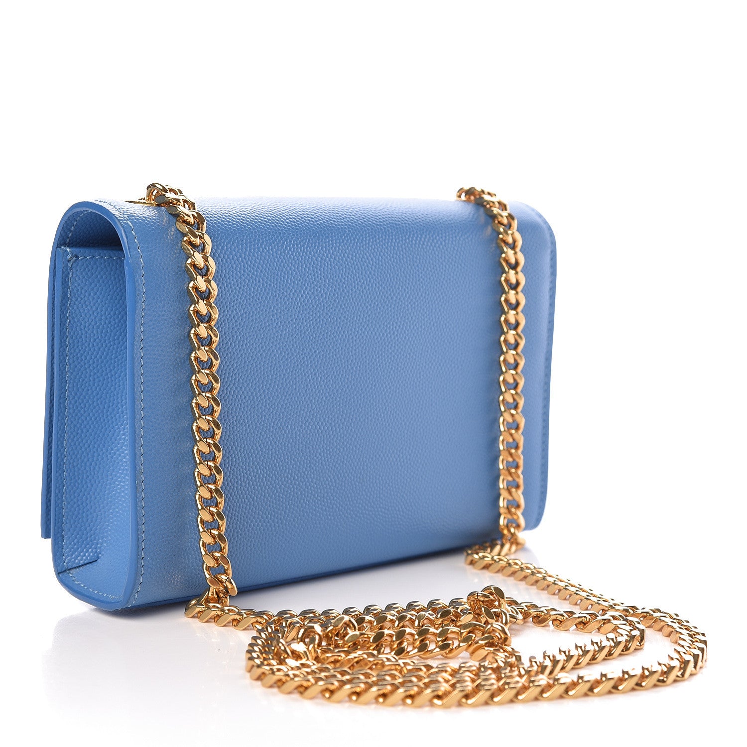 Saint Laurent Grain De Poudre Small Classic Monogram Kate Satchel Blue Clair 3 of 9