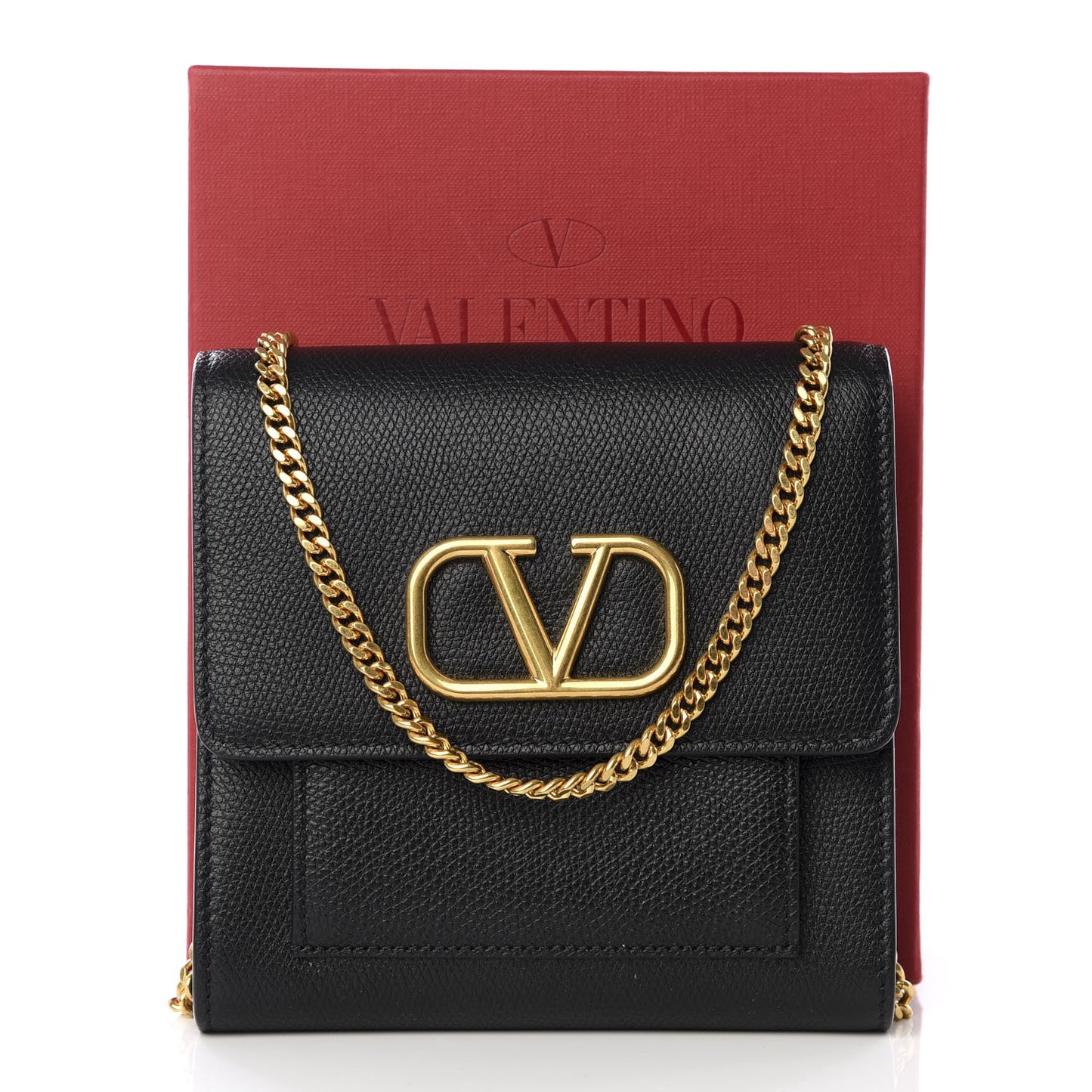 Calfskin VLogo Crossbody Bag Black