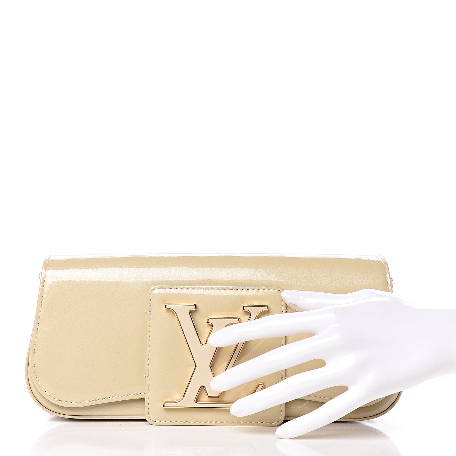 Louis Vuitton Patent Sobe Clutch Creme 2 of 7