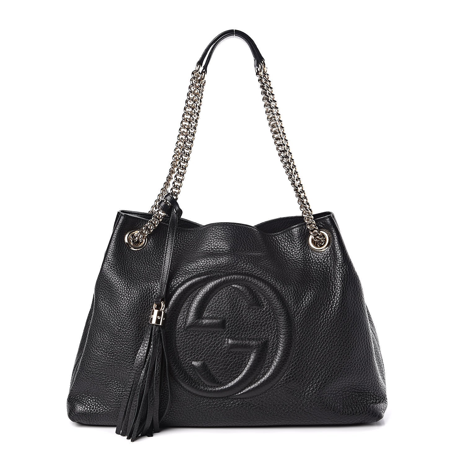 Gucci Pebbled Calfskin Medium Soho Chain Shoulder Bag Black 1 of 10