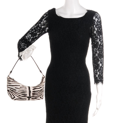 Prada Calf Hair Zebra Print Shoulder Bag White Moro 2 of 7