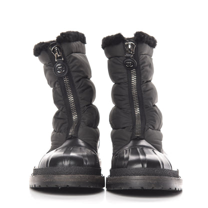 Chanel Calfskin Nylon Shearling Short Boots 7 Black 2 of 6