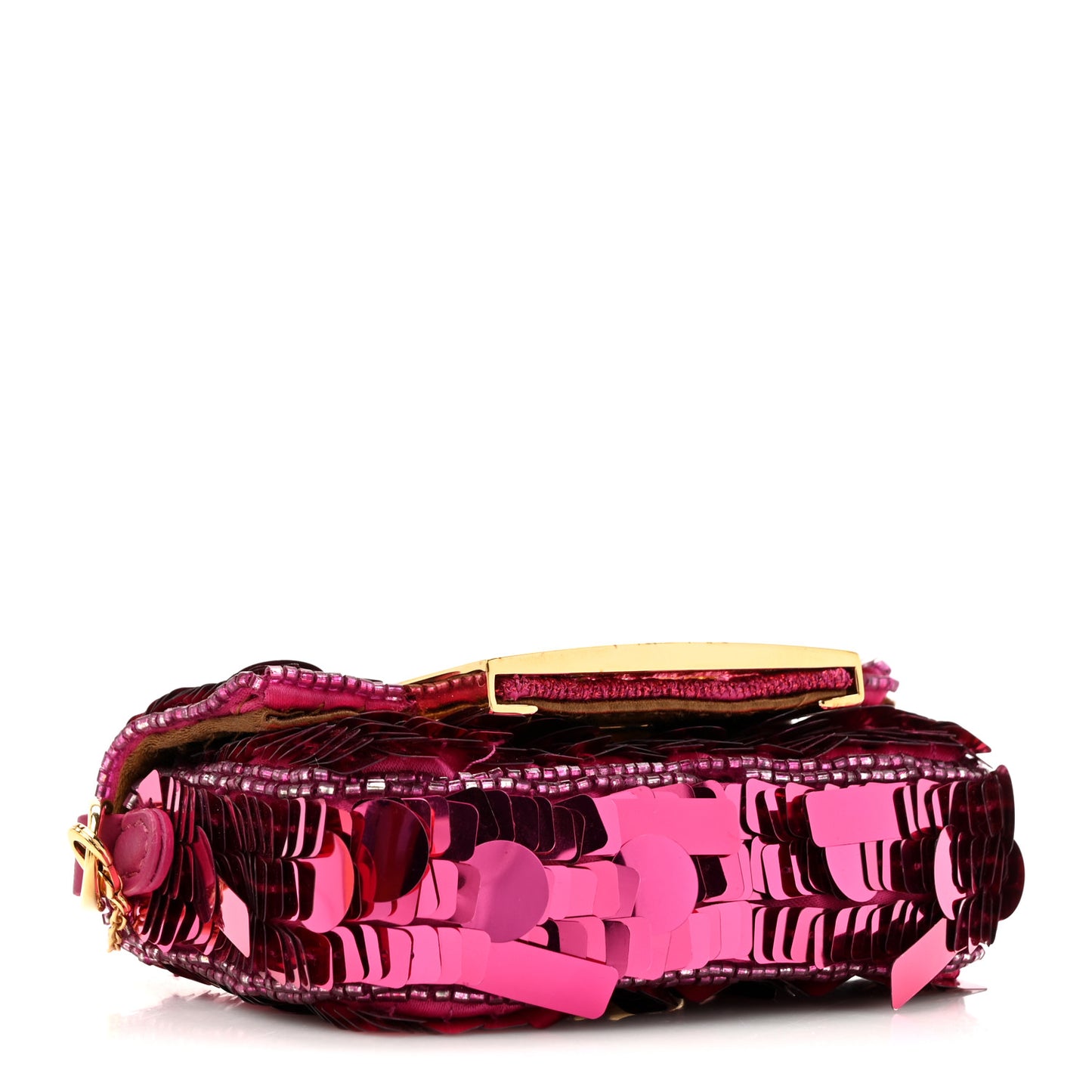 Sequin Paillettes Shiny Nappa Sex and the City Nano Maxi Buckle Baguette Charm Ciclamino Pilar
