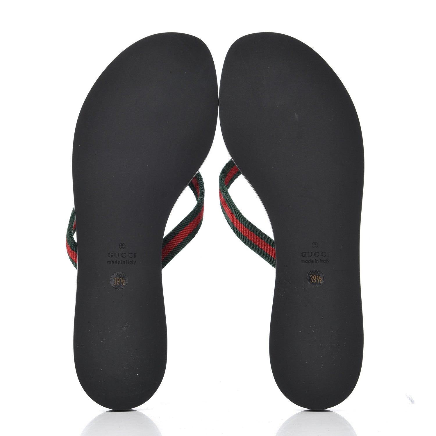 Gucci Nylon Calfskin Web Womens Thong Sandals 39.5 Green Red Black 5 of 12