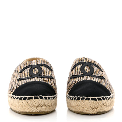 Chanel Tweed Grosgrain CC Espadrilles 39 Gold Beige Black 2 of 9