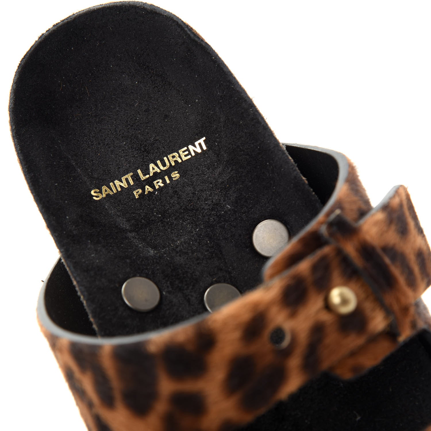 Saint Laurent Calf Hair Leopard Print Jimmy Slide Sandals 36.5 Brown 8 of 11