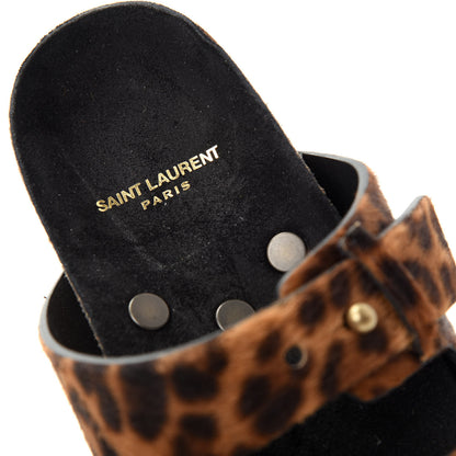 Saint Laurent Calf Hair Leopard Print Jimmy Slide Sandals 36.5 Brown 8 of 11