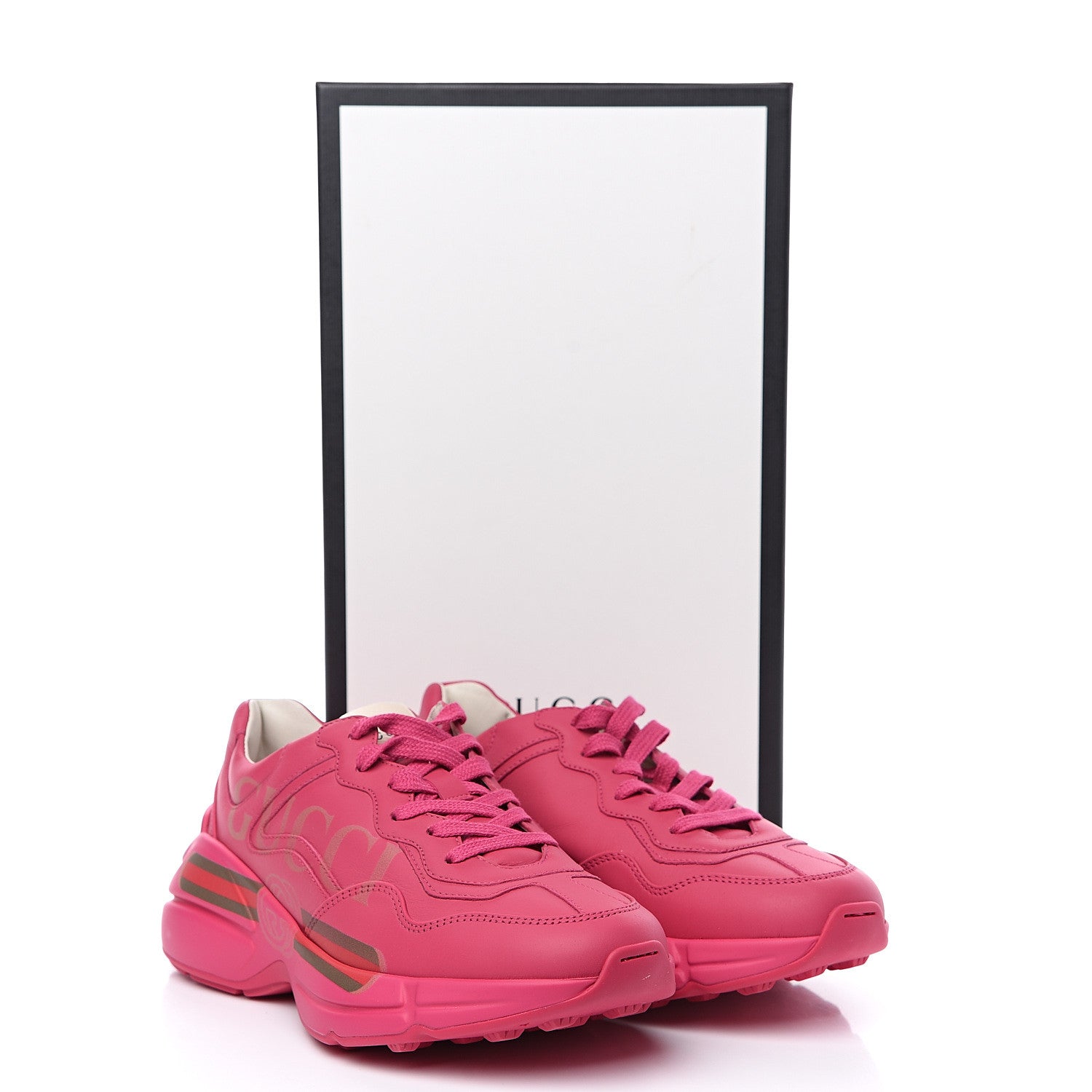 Gucci Calfskin Logo Womens Rhyton Sneakers 37 Box Pink 9 of 9