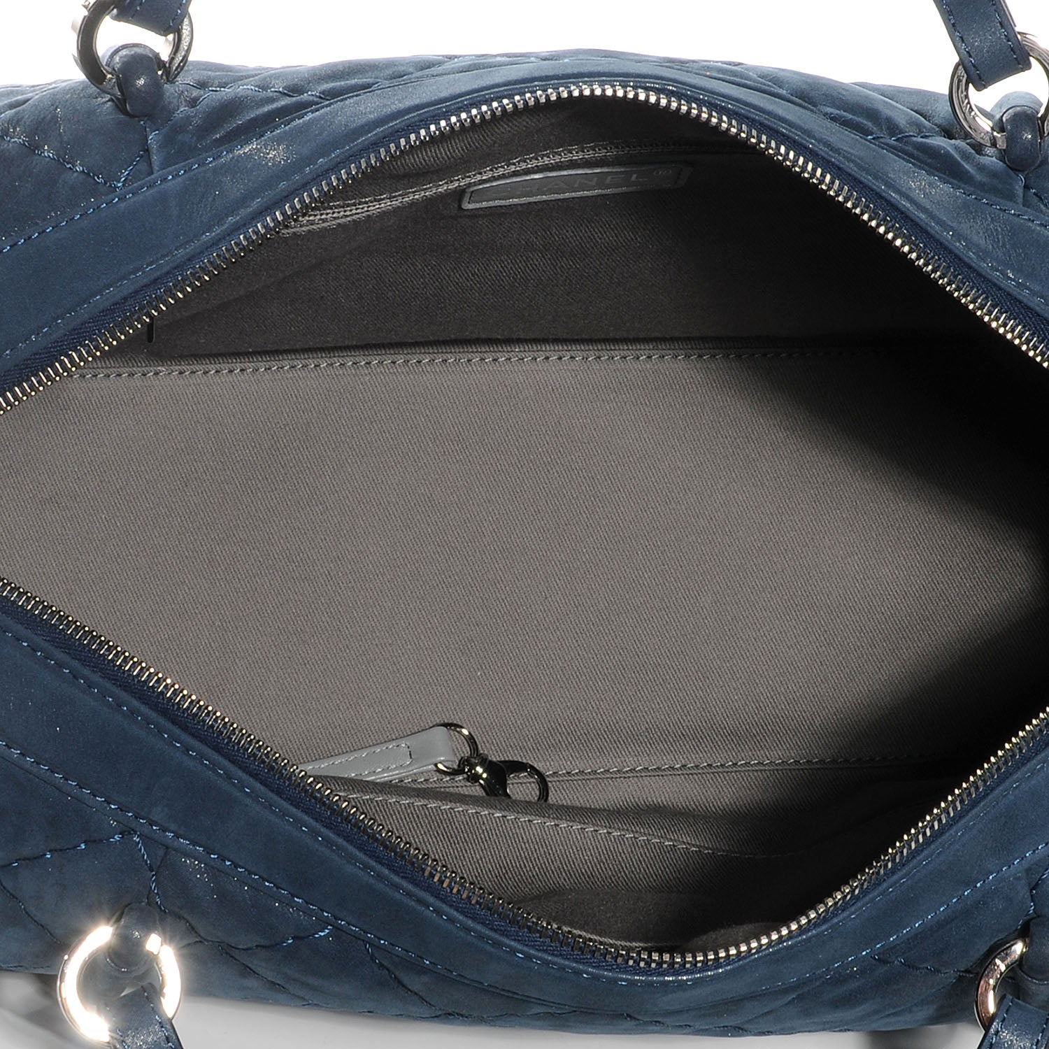 Chanel Quilted Iridescent Calfskin Relax CC Bowler Navy Blue 5 of 7