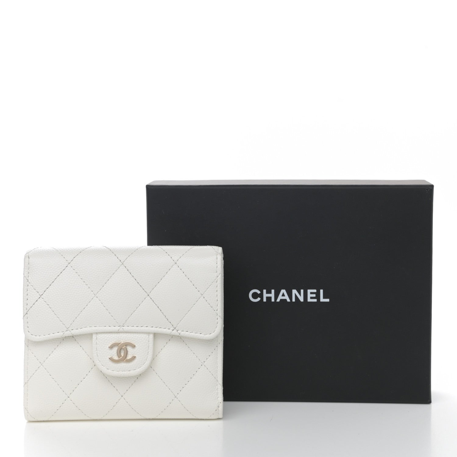 Chanel Caviar Quilted Compact Flap Wallet White 8 of 8