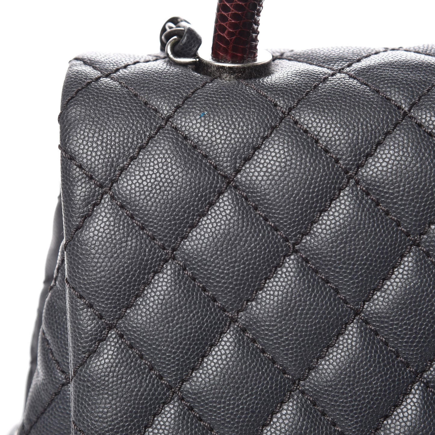 Caviar Lizard Quilted Small Coco Handle Flap Dark Grey