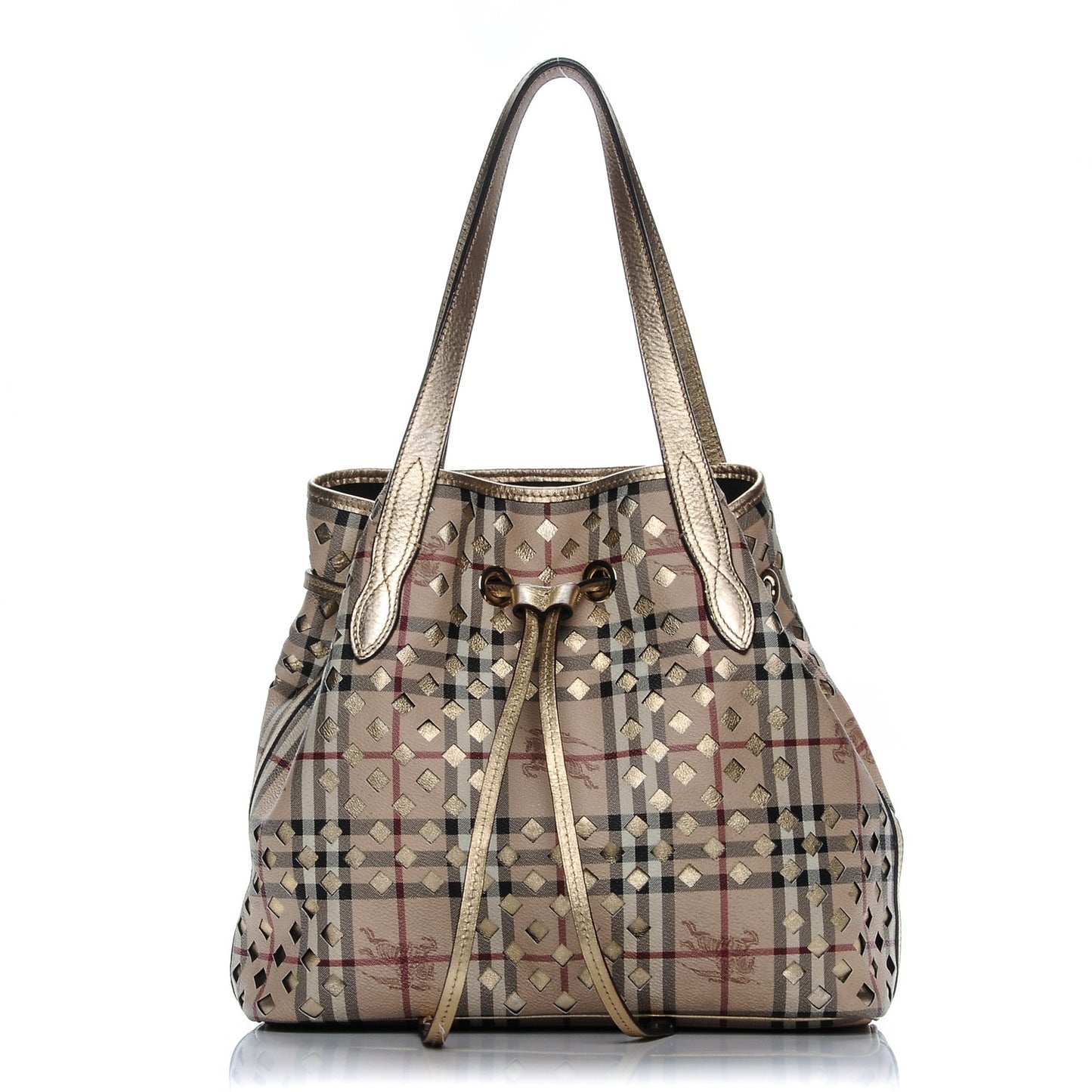 Haymarket Check Drawstring Claudia Bag Gold