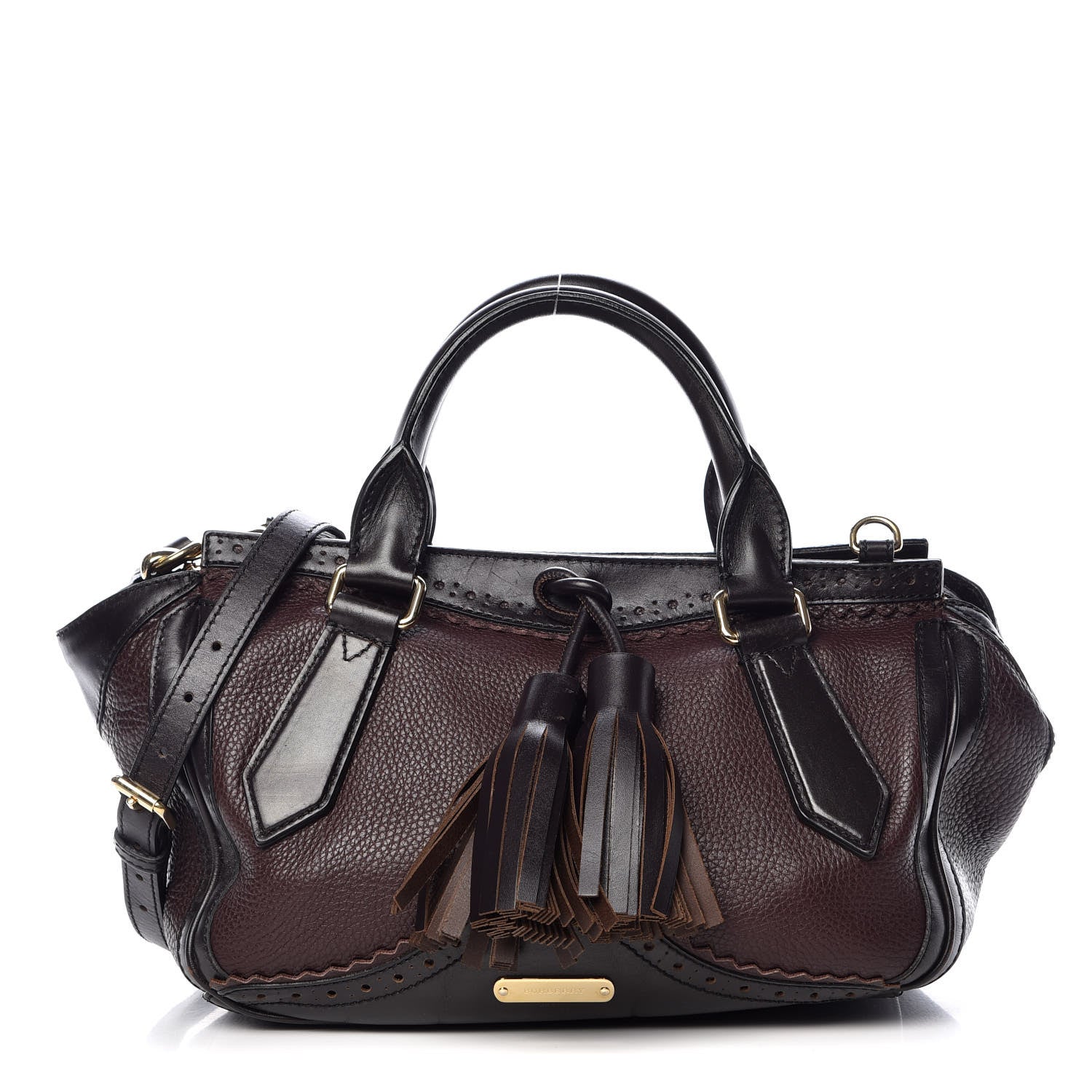 Burberry Grainy Calfskin Brogue Medium Dennet Satchel Chocolate 1 of 15