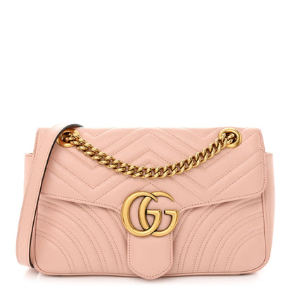 Gucci Calfskin Matelasse Small GG Marmont Shoulder Bag Perfect Pink 1 of 10