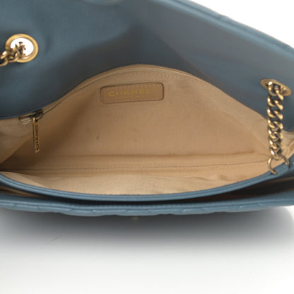 Chanel Calfskin Quilted Medium CC Crown Flap Blue 5 of 14