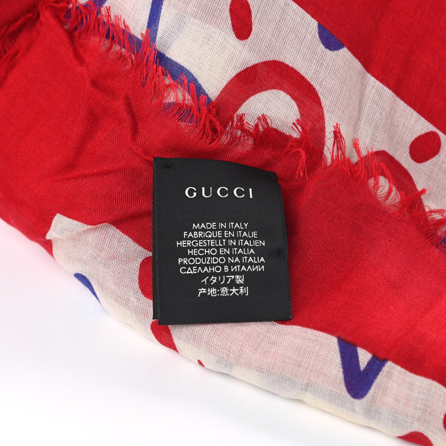 Modal Silk GucciGhost Print Square Scarf White