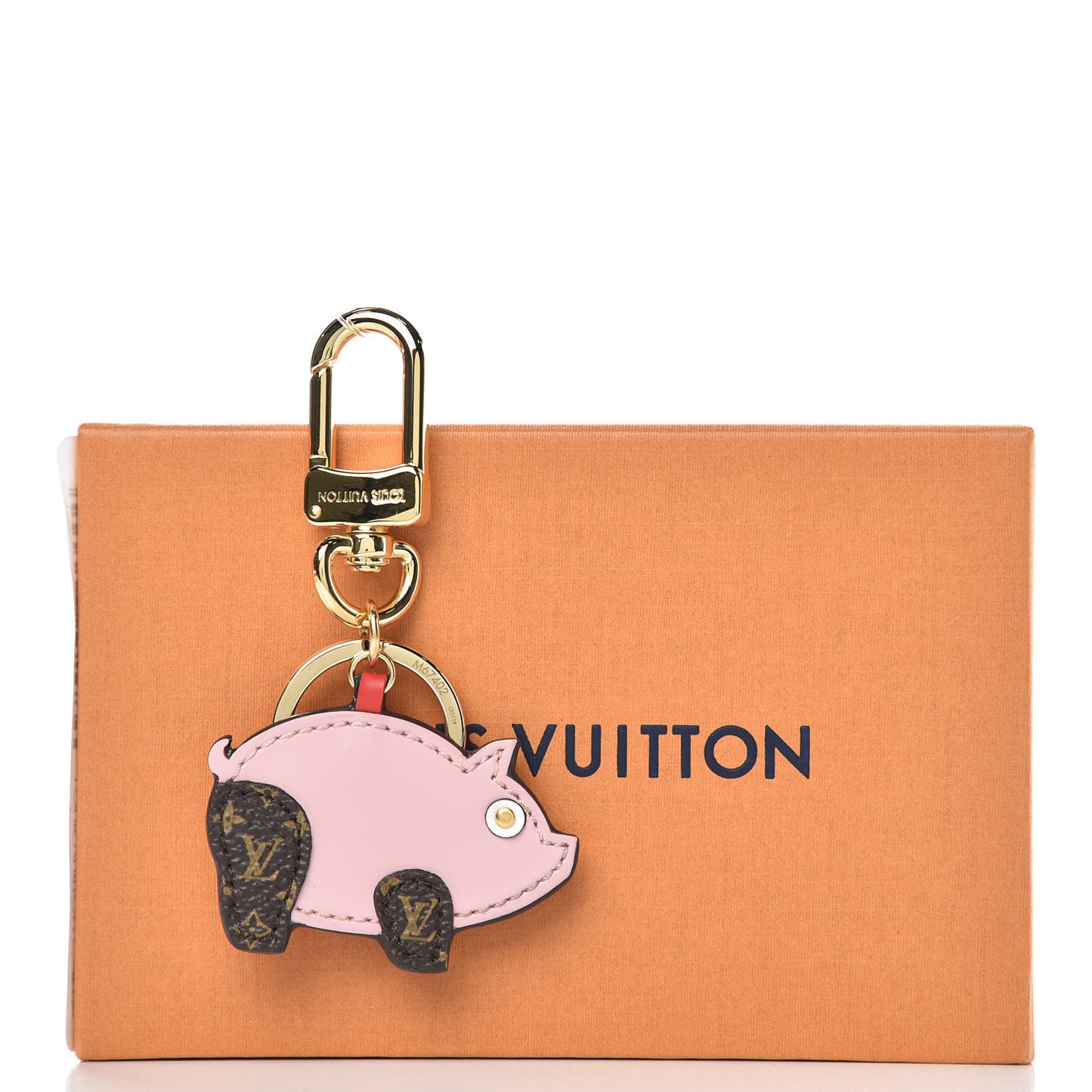 Calfskin Superstition Pig Bag Charm Key Holder Rose