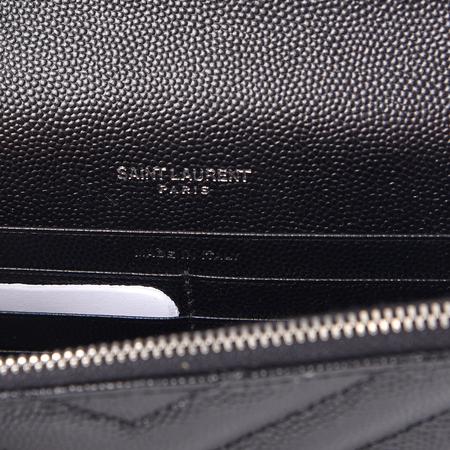 Grain De Poudre Matelasse Chevron Monogram Envelope Chain Wallet Black