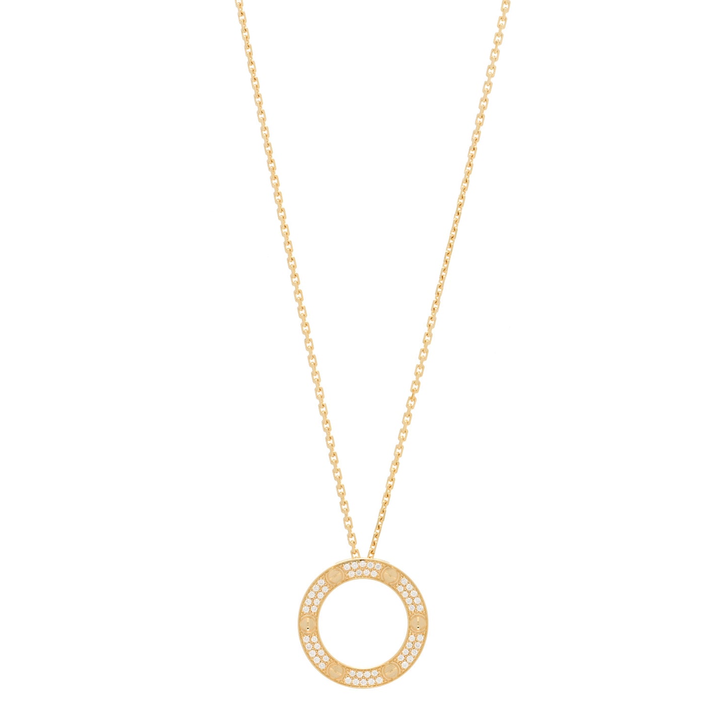 18K Yellow Gold Diamond LOVE Paved Necklace