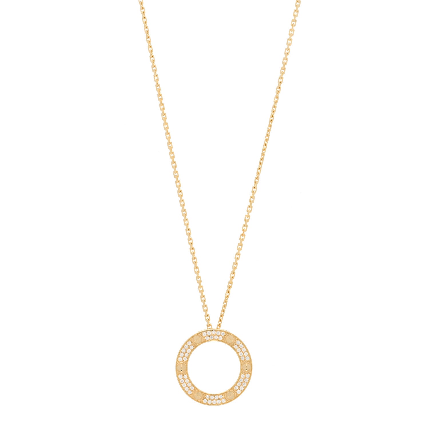 Cartier 18K Yellow Gold Diamond LOVE Paved Necklace 1 of 7