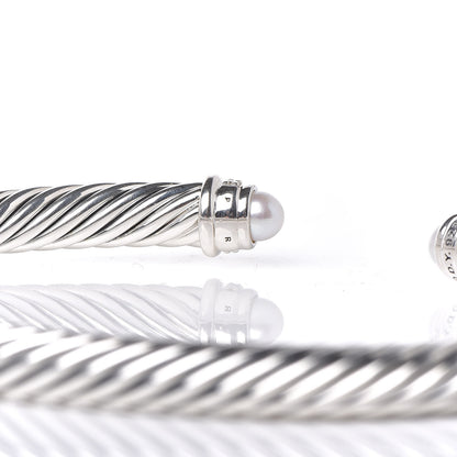 David Yurman Sterling Silver Diamond Pearl 5mm Cable Classics Bracelet 4 of 5