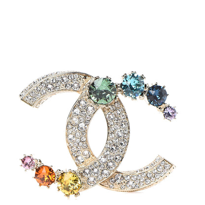 Chanel Crystal Over The Rainbow CC Brooch Gold Multicolor 1 of 4