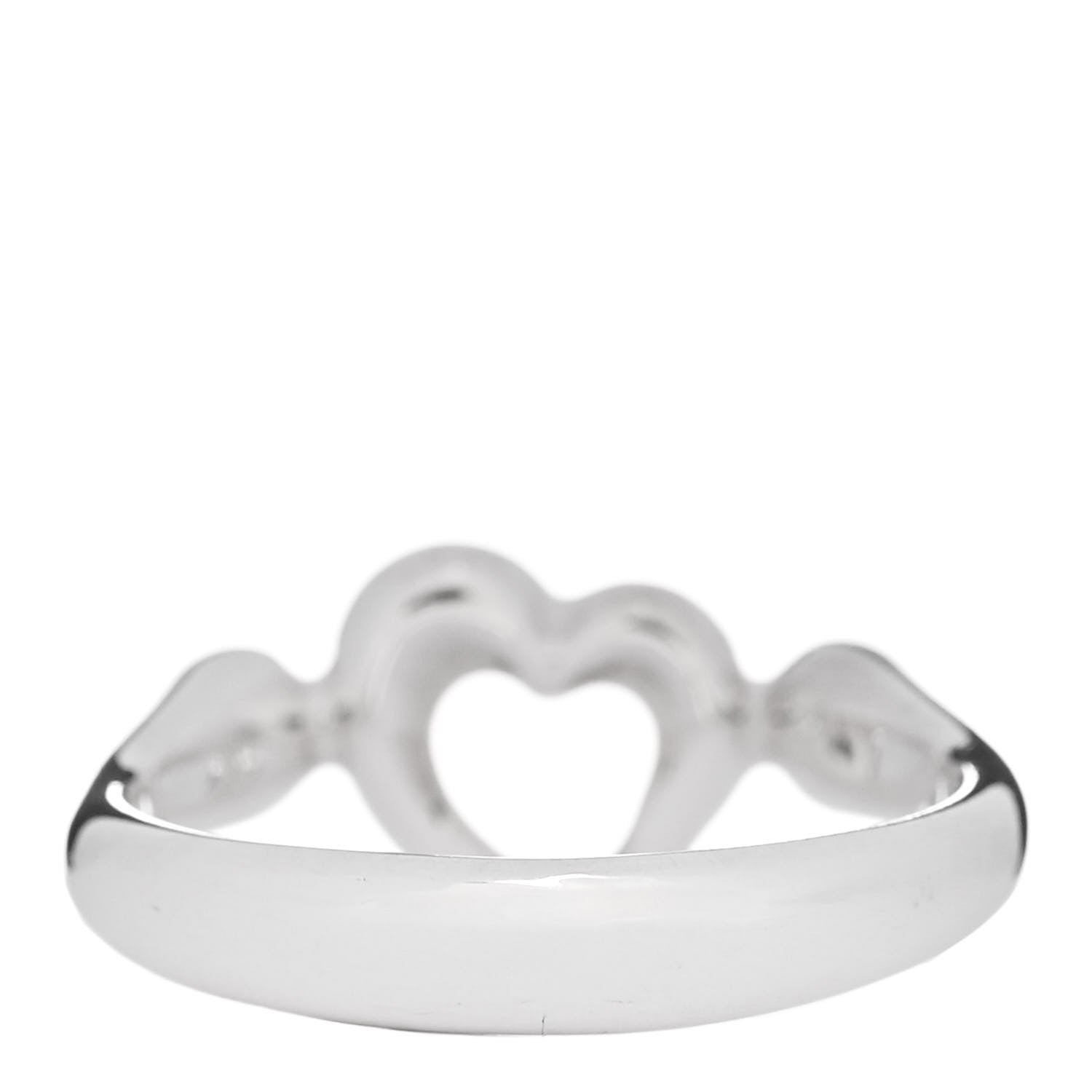 Tiffany Sterling Silver Diamond Elsa Peretti Open Heart Ring 49 4.75 3 of 5