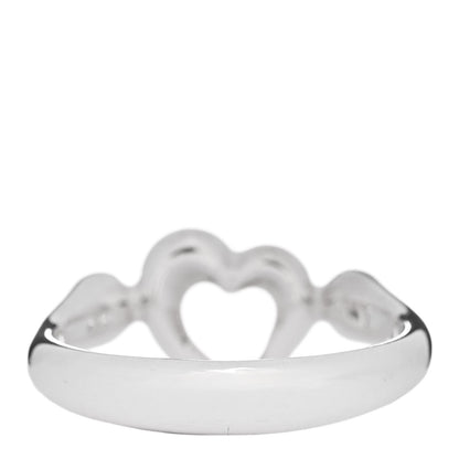 Tiffany Sterling Silver Diamond Elsa Peretti Open Heart Ring 49 4.75 3 of 5
