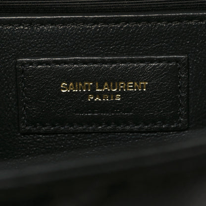 Saint Laurent Grain De Poudre Textured Mixed Matelasse Triquilt Medium Monogram Satchel Black 6 of 10