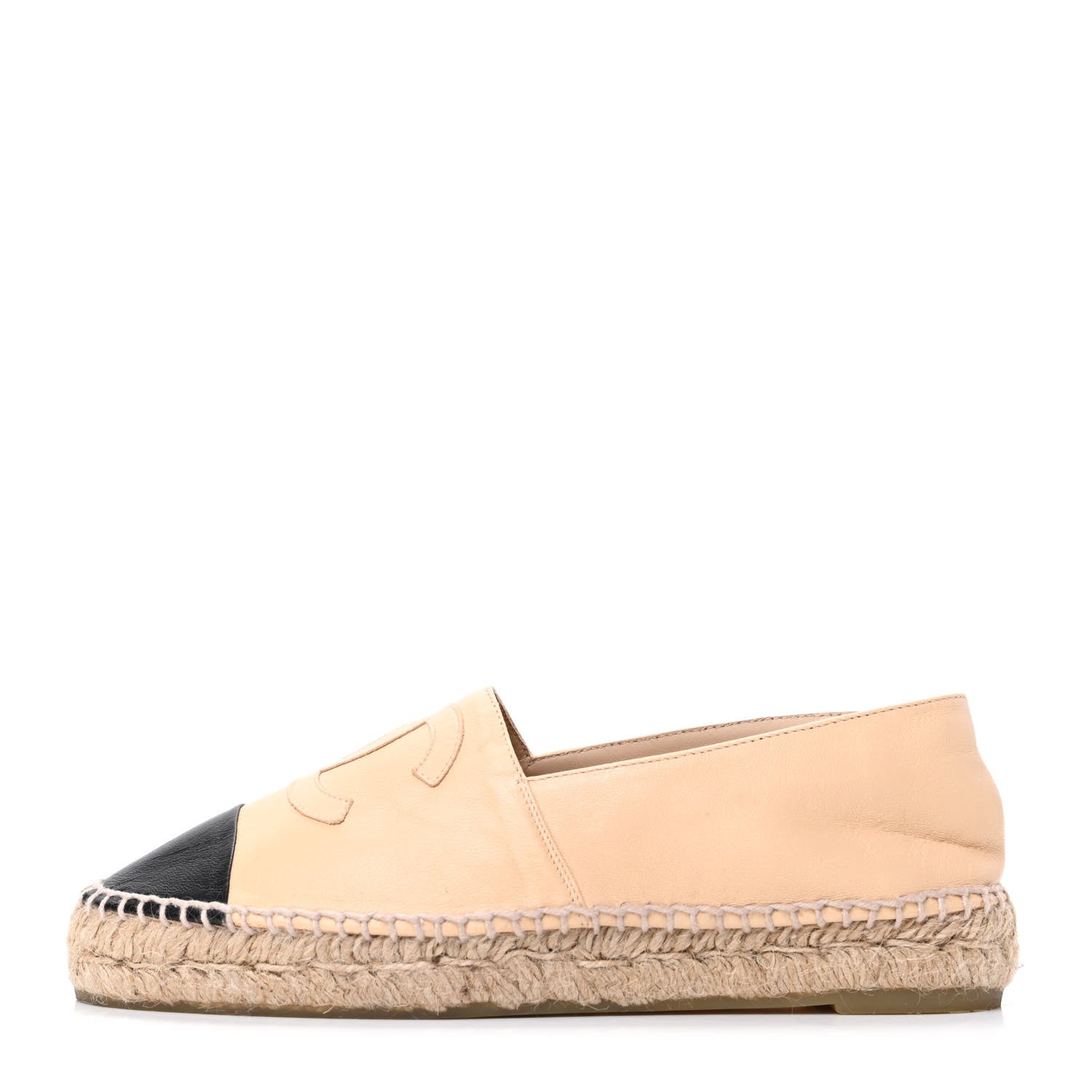 Chanel Lambskin CC Espadrilles 36 Beige Black 1 of 7