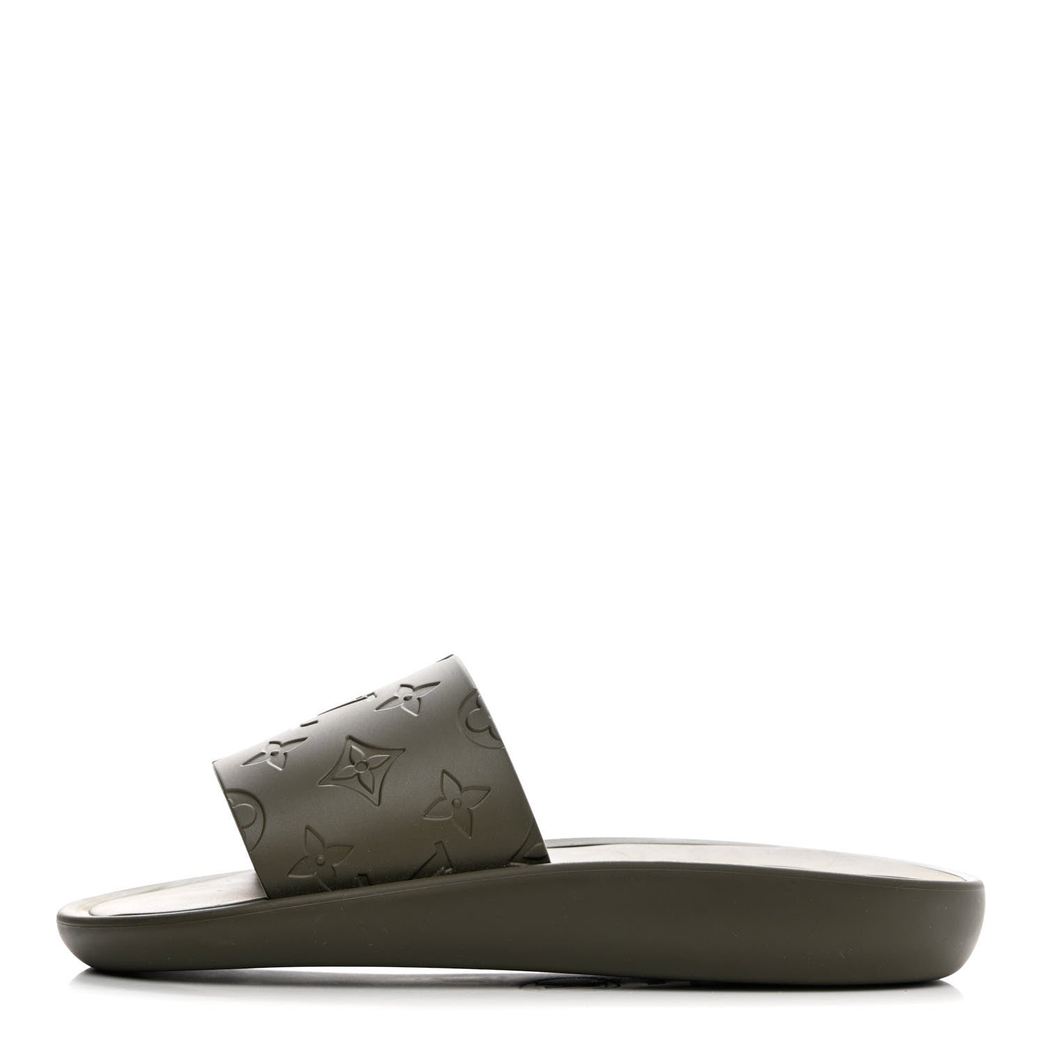 Louis Vuitton Matte Rubber Monogram Embossed Sunbath Slide Sandals 39 Khaki 1 of 13