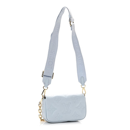 Louis Vuitton Calfskin Bubblegram Wallet On Strap Ice Blue 3 of 10