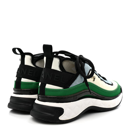 Chanel Suede Calfskin Mixed Fibers CC Sneakers 40 Ivory Green Light Blue 37.5 Ivory Green Light Blue 5 of 9
