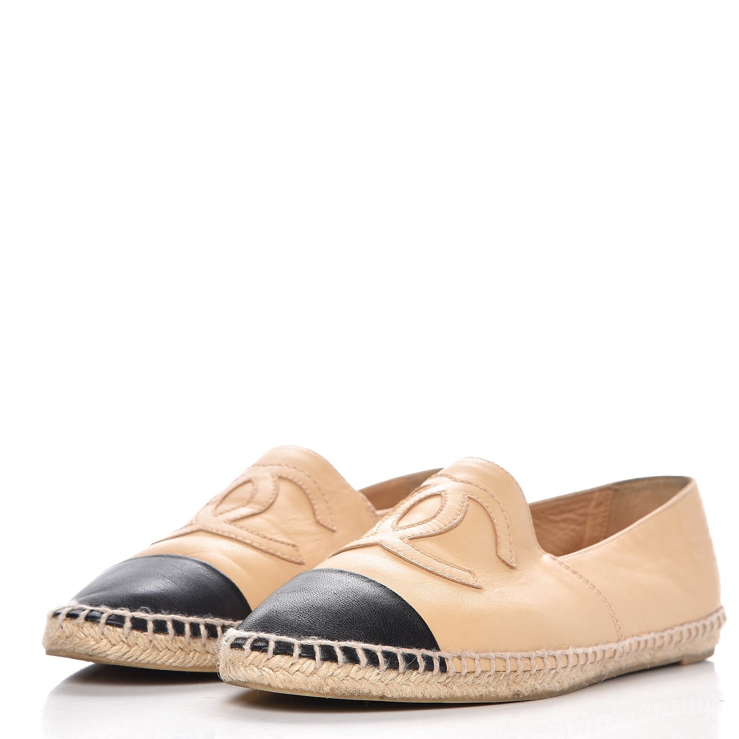 Chanel Lambskin CC Espadrilles 40 Beige Black 3 of 14