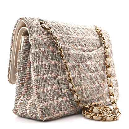 Chanel Tweed Quilted Medium Double Flap Beige Multicolor 3 of 15