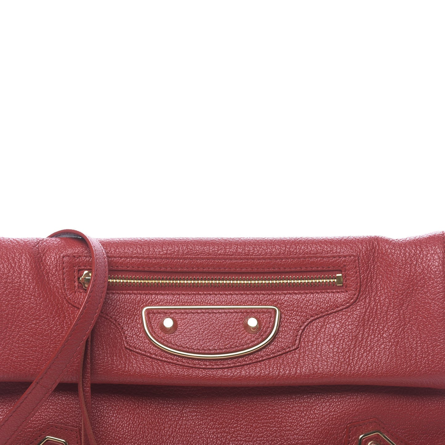 Chevre Gold Metallic Edge Hardware Envelope Clutch Rouge Grenade