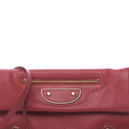 Balenciaga Chevre Gold Metallic Edge Hardware Envelope Clutch Rouge Grenade 10 of 10