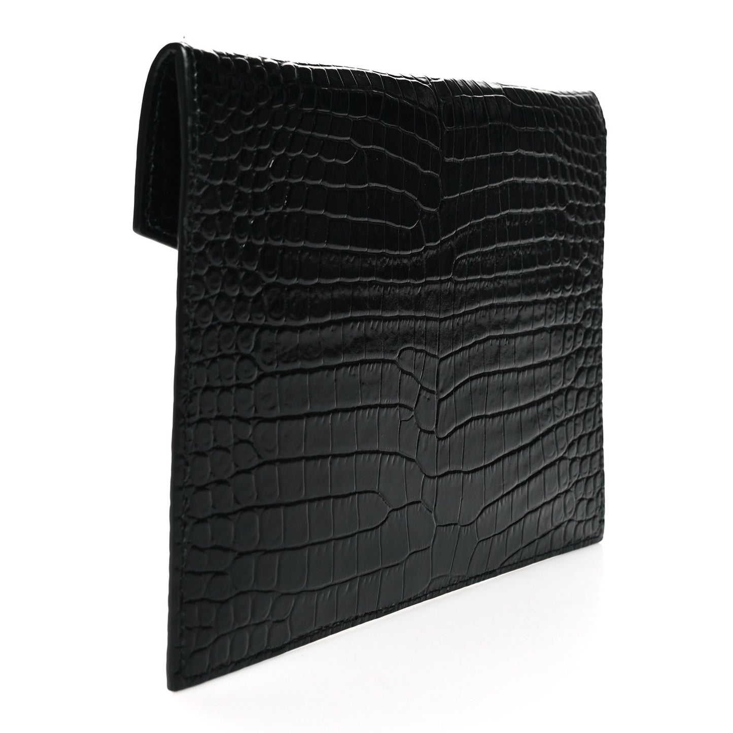 Calfskin Crocodile Embossed Monogram Uptown Baby Pouch Black