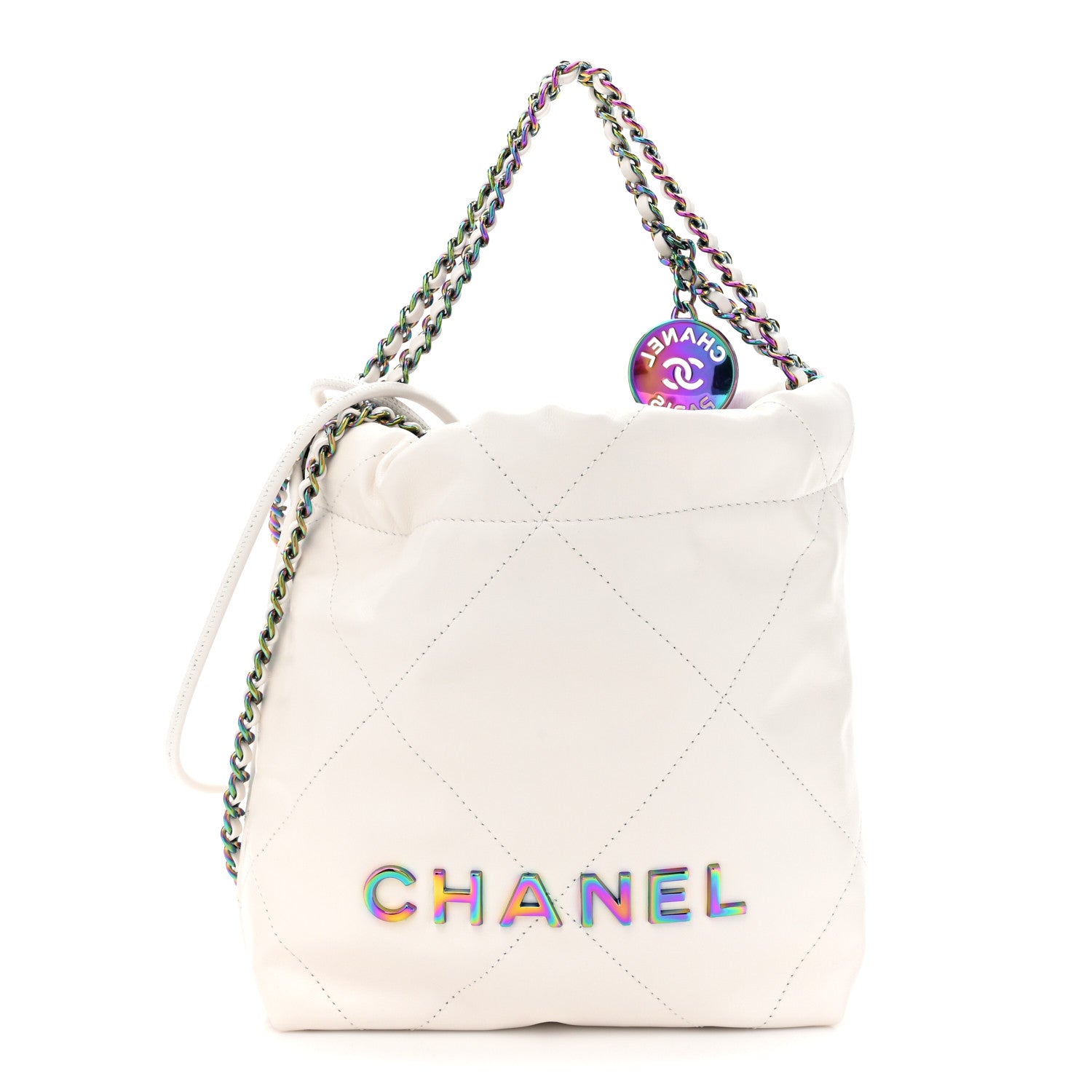 Chanel Shiny Calfskin Quilted Rainbow Mini Chanel 22 White 1 of 11