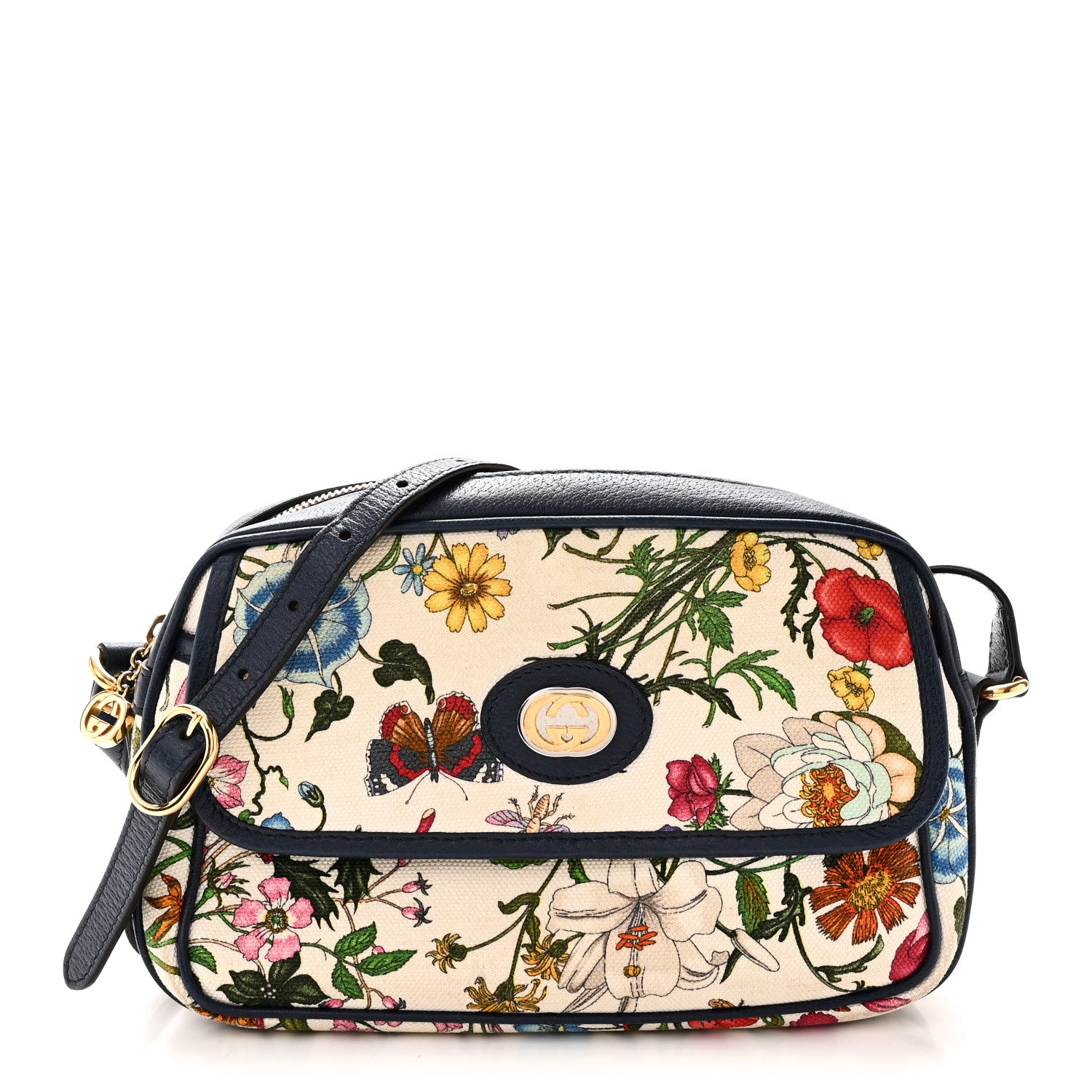 Gucci Canvas Flora Floral Shoulder Bag White Blue Agata Mulitcolor 1 of 12