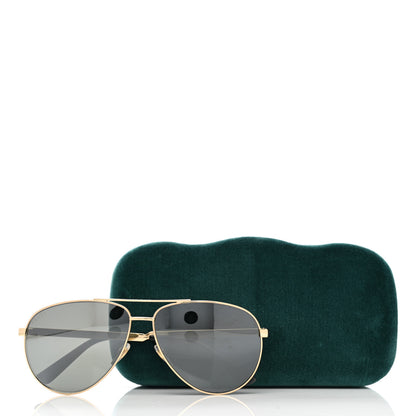 Gucci Web Aviator Sunglasses GG0137S Gold Black 8 of 8