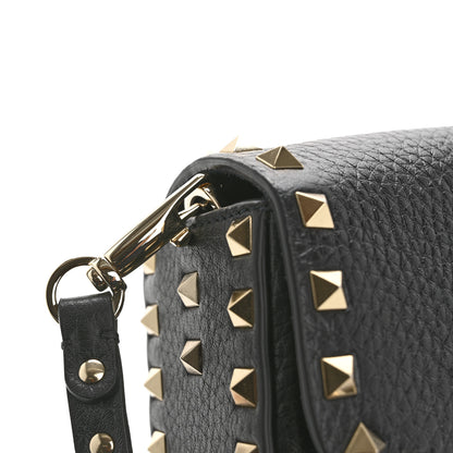 Valentino Garavani Pebbled Calfskin Medium Rockstud Flip Lock Shoulder Bag Black 12 of 14