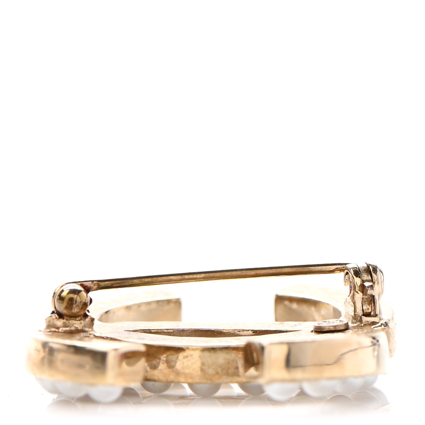Pearl CC Brooch Pin Gold