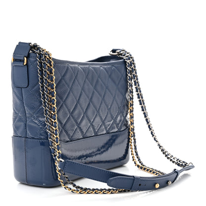 Chanel Patent Goatskin Quilted Medium Gabrielle Hobo Blue 3 of 13