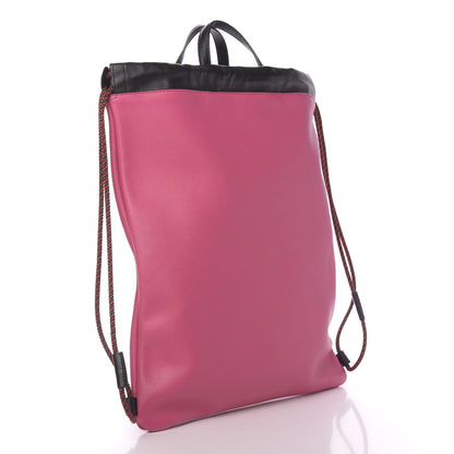 Gucci Grained Calfskin Logo Drawstring Backpack Box Pink Green Black 2 of 10