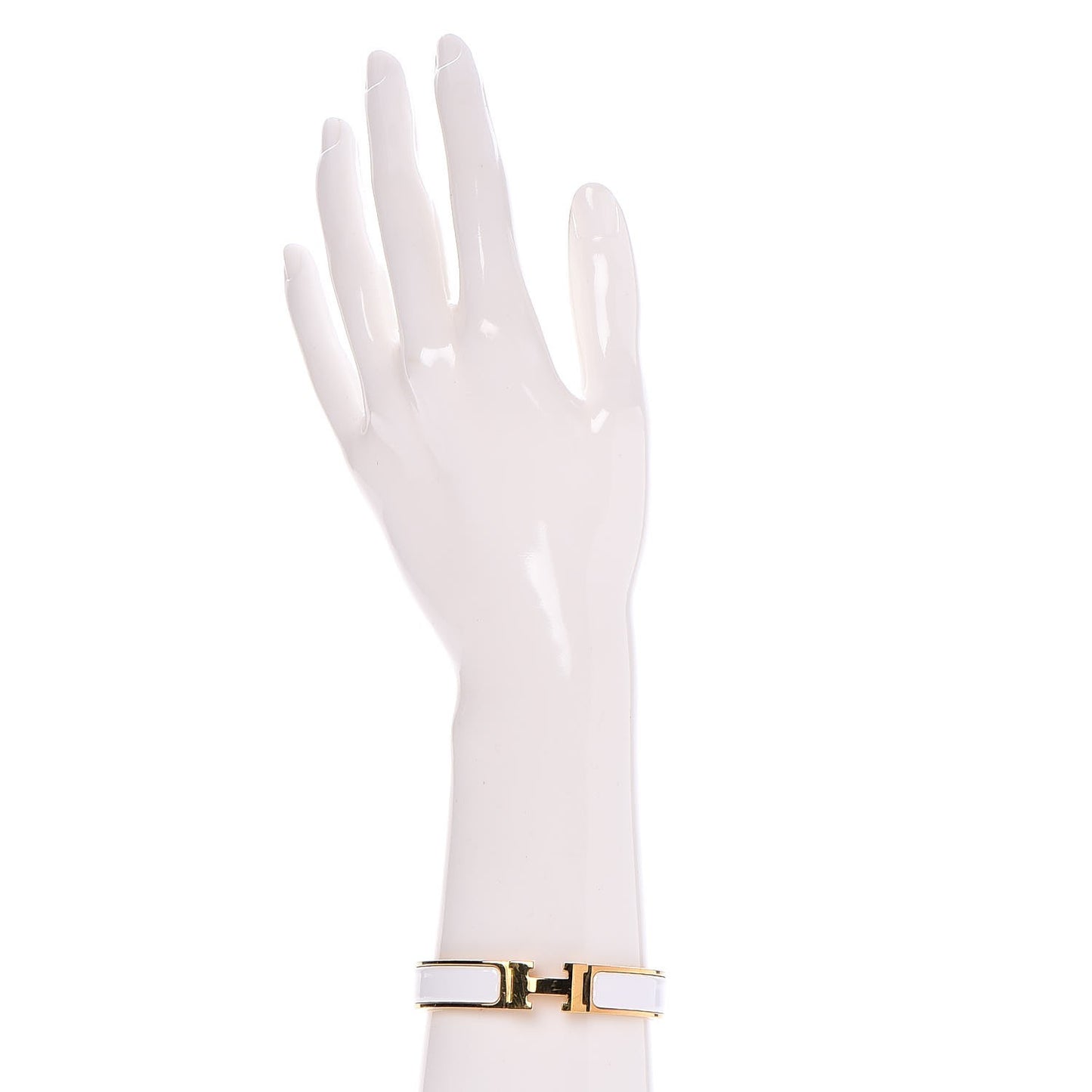 Enamel Narrow Clic Clac H Bracelet PM White
